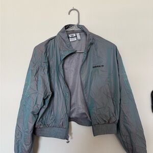 Adidas Gray Bomber Jacket Lightweight Sporty Design